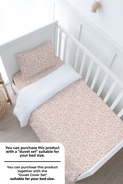Tuğba Kuğu Baby Size Fitted Sheet Set - Iconic Series - Pink Flowers