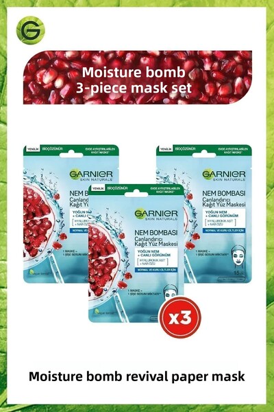Garnier Moisture Bomb Revitalizing Paper Mask 28 gr 3-pack