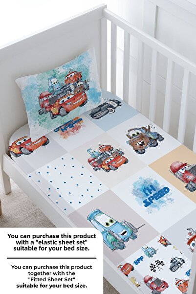 Tuğba Kuğu 100X150 Cartoon Series Racer Lightning Patchwork Baby Size Bedding Set