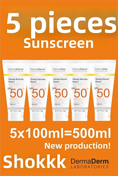 DermaDerm 5 قطع واقي من الشمس - عامل حماية من الشمس +50 عشبي، 100 جرام