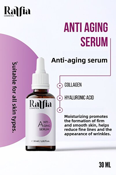 Raffia Cosmetics سيروم مضاد للشيخوخة 30 مل يدعم مكافحة الشيخوخة بحمض الهيالور...