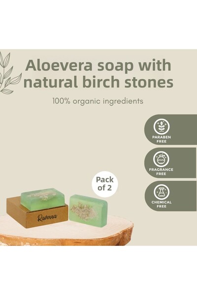 RAVENNA صابون الصبار الطبيعي 100% المصنوع يدويًا من حجر روشور 120 جرام × 2 قطعة