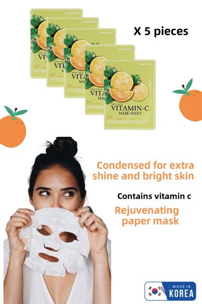 Baroness Set eficient de 5 măști faciale coreene - Vitamina C Anti-pete și strălucire