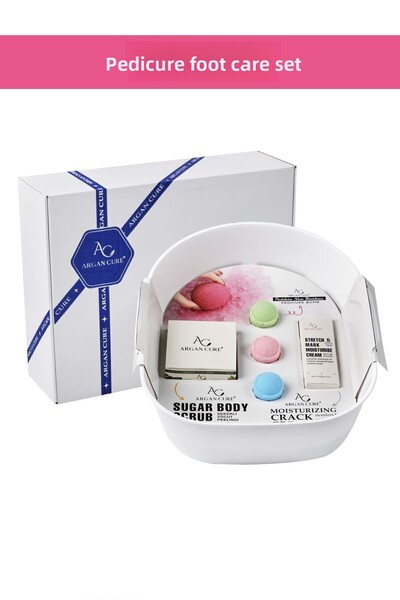 Argan Cure Renewing Foot Care Set (Pedicure Basin-Candy Peeling-Crack Cream-M...