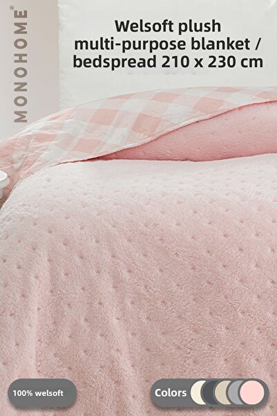 MonoHome Welsoft Double Plush Blanket - Powder 210X230 cm