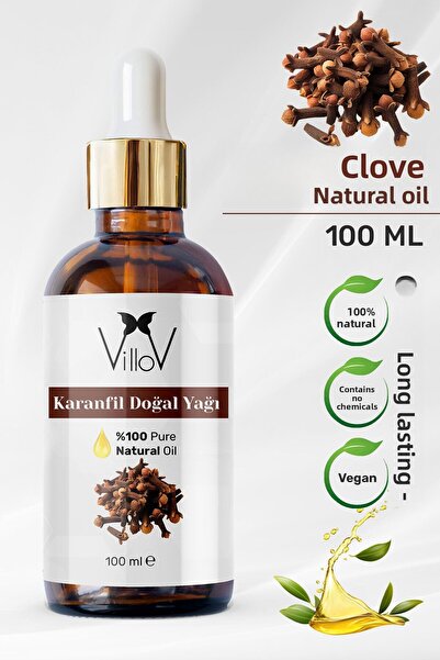 Villov زيت القرنفل العطري المعصور على البارد والطبيعي 100 مل