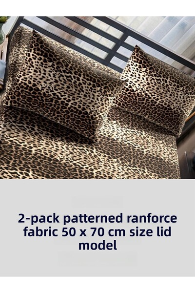 LATTE TEKSTİL Pachet 2 50x70 cm - Husă de pernă din bumbac cu model leopard R...