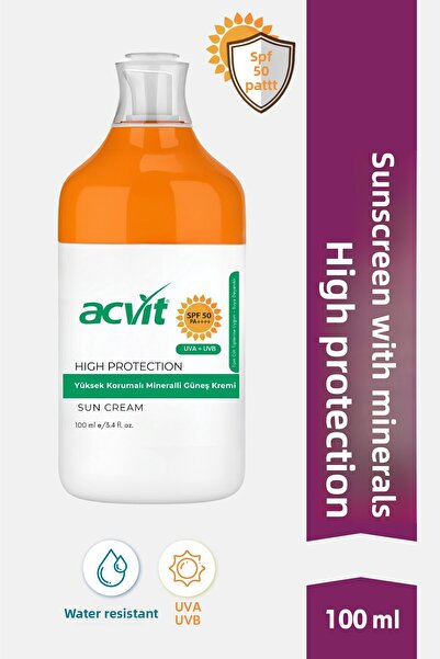 Acvit High Protection Mineral Sunscreen Spf 50+ Pa++++ 100 ml