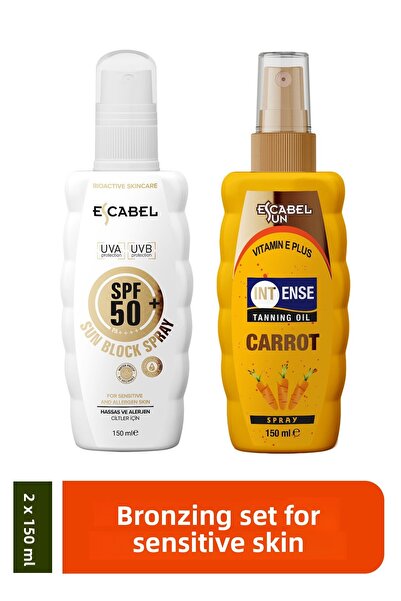 Escabel 50 Spf and Ultra Tan Sunscreen Set of 2 for Sensitive Skin - 300 ml