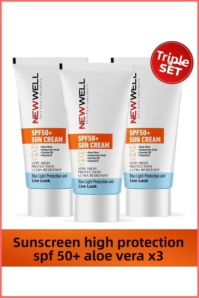 New Well Cremă solară cu protecție ridicată - 3 bucăți SPF 50+ (Aloe Vera)