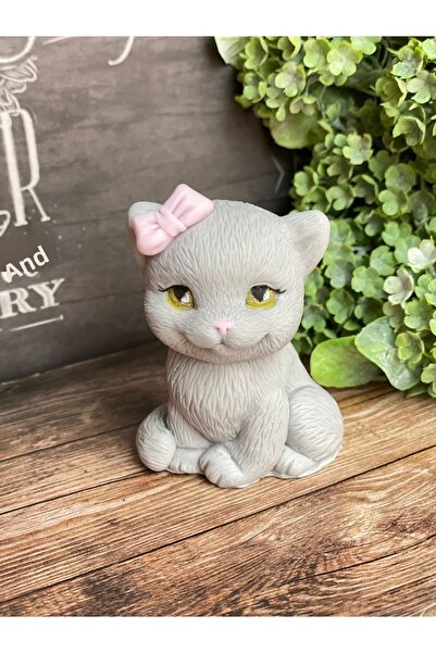 Şirin Gray Kitten with Sweet Band Handmade Scented Soap Decorative Gift Handmade