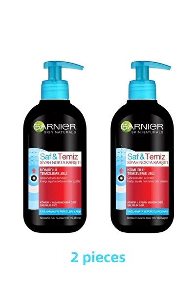 Garnier Black Charcoal Cleansing Gel - Pure & Clean 200ml x 2 pcs