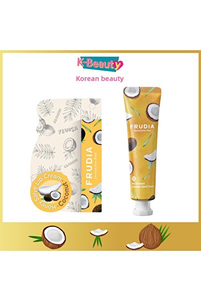 FRUDIA Coconut Honey Lip Cream 10 g - Coconut Hand Cream 30 g Set of 2