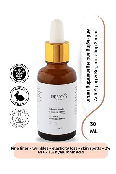 RemosNatural Anti Aging Renewing Serum 2% Aha, 1% Hyaluronic Acid