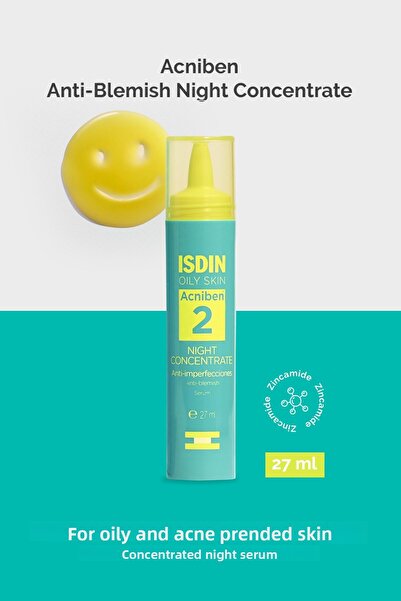 ISDIN سيروم ليلي مركز مضاد للبقع من أكنيبن، 27 مل، للبشرة الدهنية والمعرضة لح...