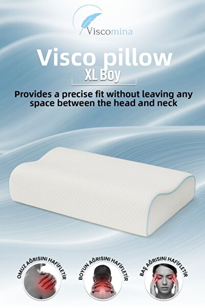 Viscomina Pernă Visco cu două straturi cu suport pentru gât înalt Design ortopedic și ergonomic 60x40