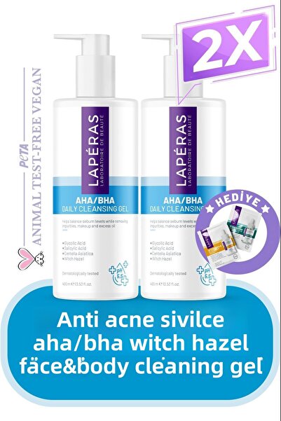LAPÉRAS جل تنظيف الوجه والجسم 400 مل، 2 حمض الساليسيليك المضاد للقاح Aha/bha ...