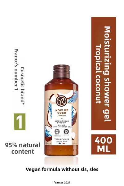Yves Rocher Tropical Coconut Scented Shower Gel - Natural Foaming Silky Textu...