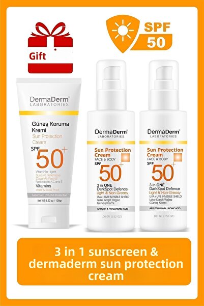 DermaDerm كريم الحماية من الشمس Dermaderm SPF 50+ - قطعتين للوجه والجسم، قطعة...