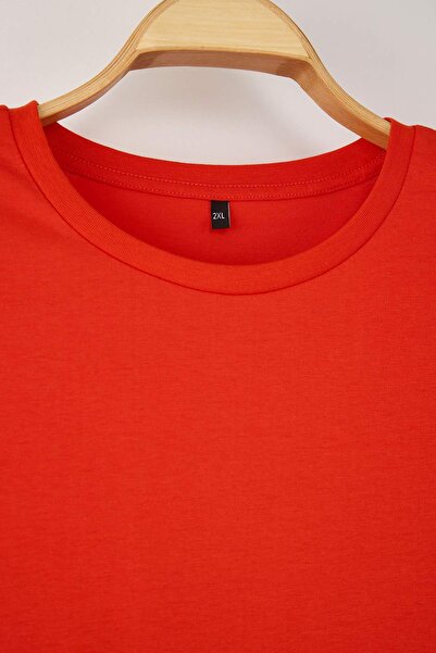 Trendyol Curve Piros Crew nyakú ujjú fodros 100% pamut kötött póló TBBSS23BF00006