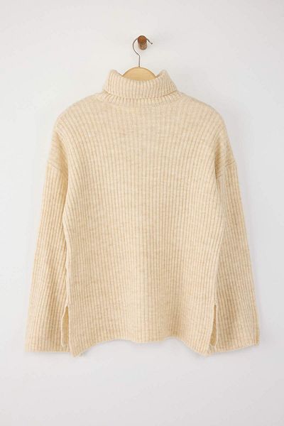 Trendyol Collection Stone Soft Textured Wide Fit Knitwear Sweater Twoaw23Kz0054
