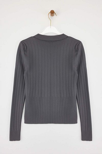 Trendyol Collection Anthracite Basic Crew Neck Knitwear Sweater Twoaw23Kz01249