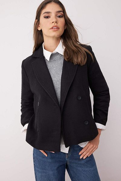Trendyol Collection Black Regular Short Jacket Coat Twoaw25Kb00110