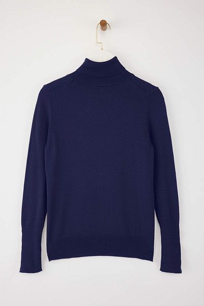 Trendyol Collection Navy Blue Mercerized Look Premium Thread / Special Thread Basic Knitwear Sweater Twoaw23Kz01514