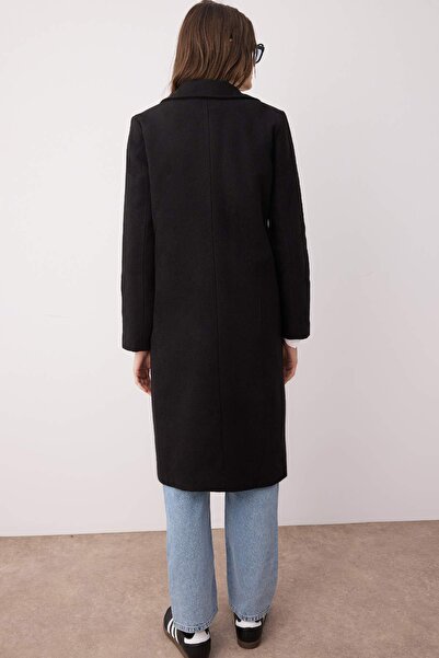 Trendyol Collection Black Regular Cut Cotton Stamp Coat Twoaw25Kb00111