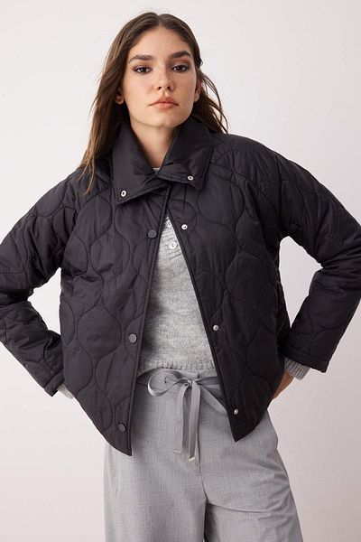 Trendyol Collection Water Repellent Quilted Coat - Black, Belted, Regular Fit TWOAW25MO00162