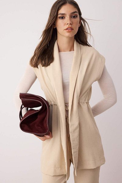 Trendyol Modest Кремовий льняний костюм з кімоно, ткані штани TCTSS23US00061