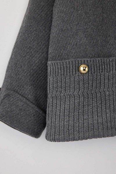 Trendyol Collection Gray Regular Fit Cashmere Slim Plus Size Coat Twoaw26Aw00005