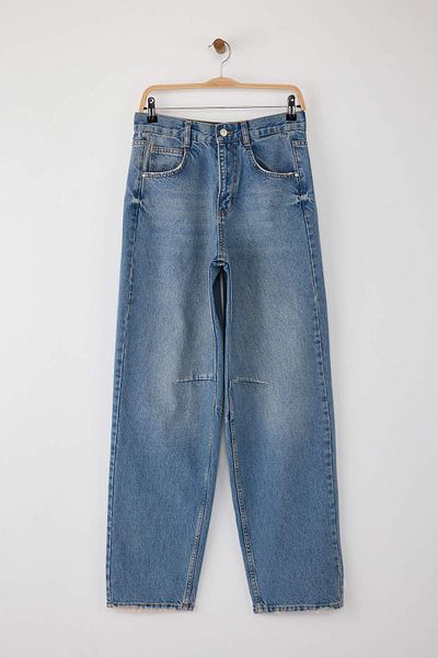Trendyol Collection Blugi Blue Barrel cu talie înaltă cu cusături TWOAW26JE00027