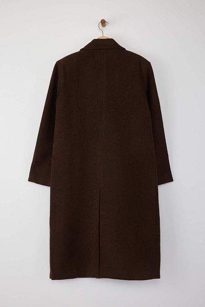 Trendyol Collection Brown Mono Closure Oversize Long Coat Twoaw26Kb00032