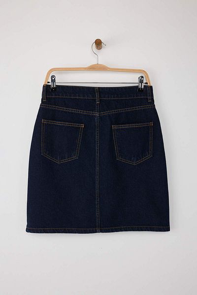 Trendyol Collection Dark Blue Front Button Mini Denim Skirt Twoaw26Et00022