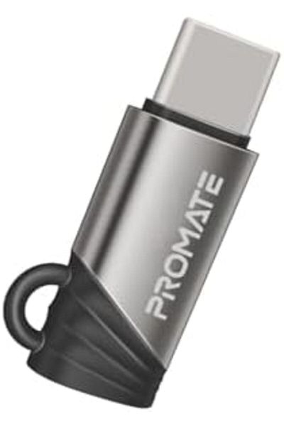 Promate Lightning to USB-C Adapter for iPhone 15 & above with Efficient Design, 27W Fast Power Deliv