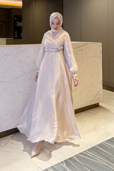 Tesettür Diyarı Ala Model Yandan Dolamam Jan Jan Evening Dress