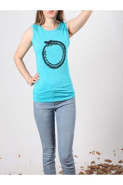 Aşkın Parti Evi Tricou de damă cu imprimeu fără mâneci din țesătură organică