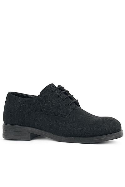 Rakerplus Costum cu șireturi cu sclipici negre Pantofi clasici pentru copii