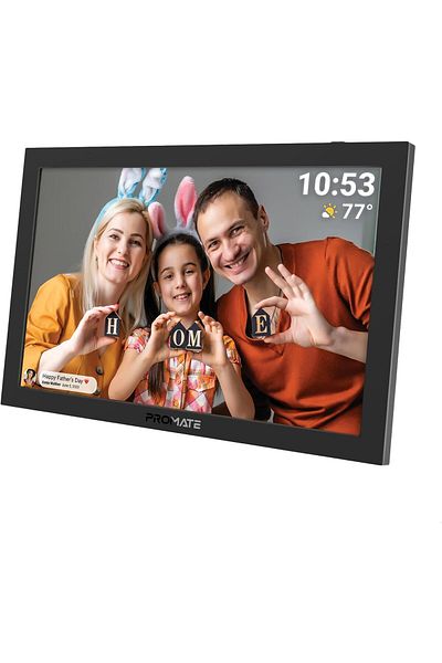 Promate Full HD Digital Photo Frame With 10.1" Touch Screen, Wireless app Control, 16GB Storage, USB