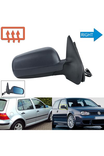 Choice Grey Right Off Side Electric Wing Door Mirror Primed Heated O/s For 97-04 Vw Golf Mk4
