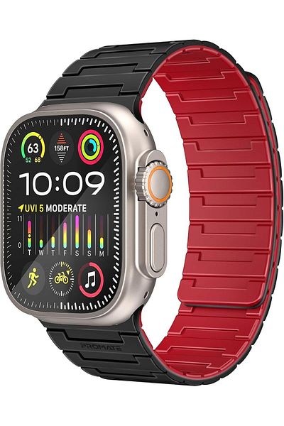 Promate Premium Magnetic Silicone Watch Band, Powerful N52+ Magnets, Scratch-Resistant UV-coated sil