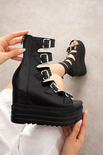 Modanizm Moss Wedge Heeled White Sandals