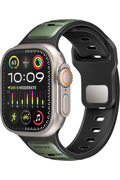 Promate Dual-Colour Apple Watch Band with Dust-Proof UV Treated Surface, Rust-Resistant Stainless-St