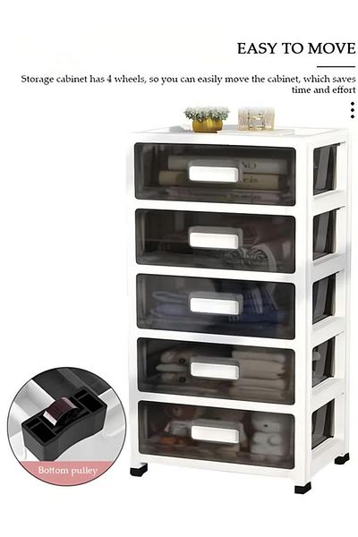 Generic 5 Layers Drawer Storage Cabinet Drawer Plastic Containers Box With Wheels