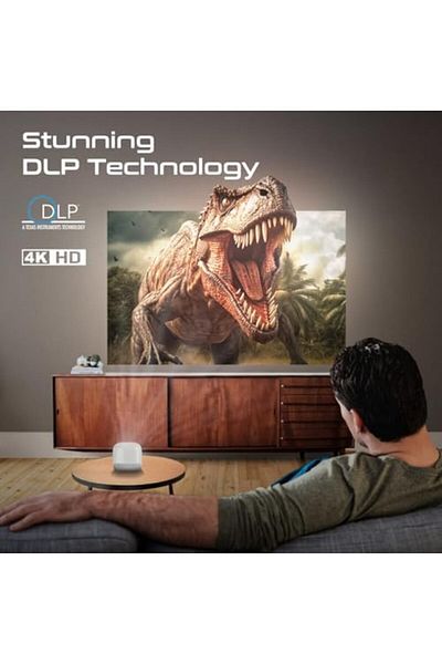 Promate جهاز عرض محمول بدقة عالية، يدعم 4K، مشاركة الشاشة لاسلكيًا، ومكبر صوت مدمج