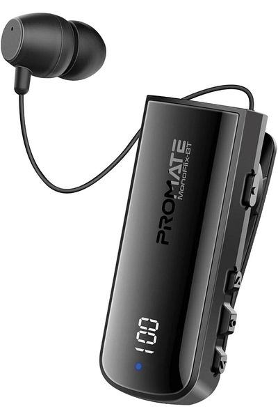 Promate Wired Earphone, Dynamic High Definition Bluetooth 5.3 Retractable, 22H Play Time, Voice Assi