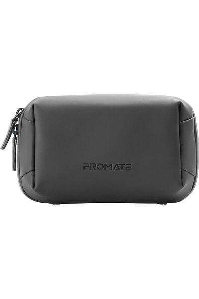 Promate Mini Tech Organizer Pouch with Multiple Compartments, Durable Waterproof PU Material, Lightw