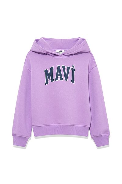 Mavi Logo Printed Hooded Purple Sweatshirt 7610035-70586