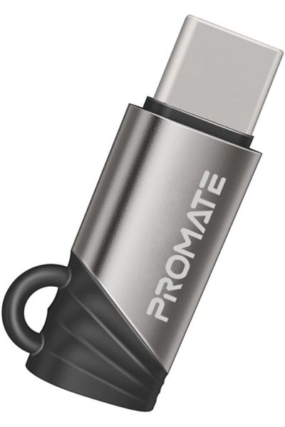 Promate Lightning to USB-C Adapter for iPhone 15 & above with Efficient Design, 27W Fast Power Deliv